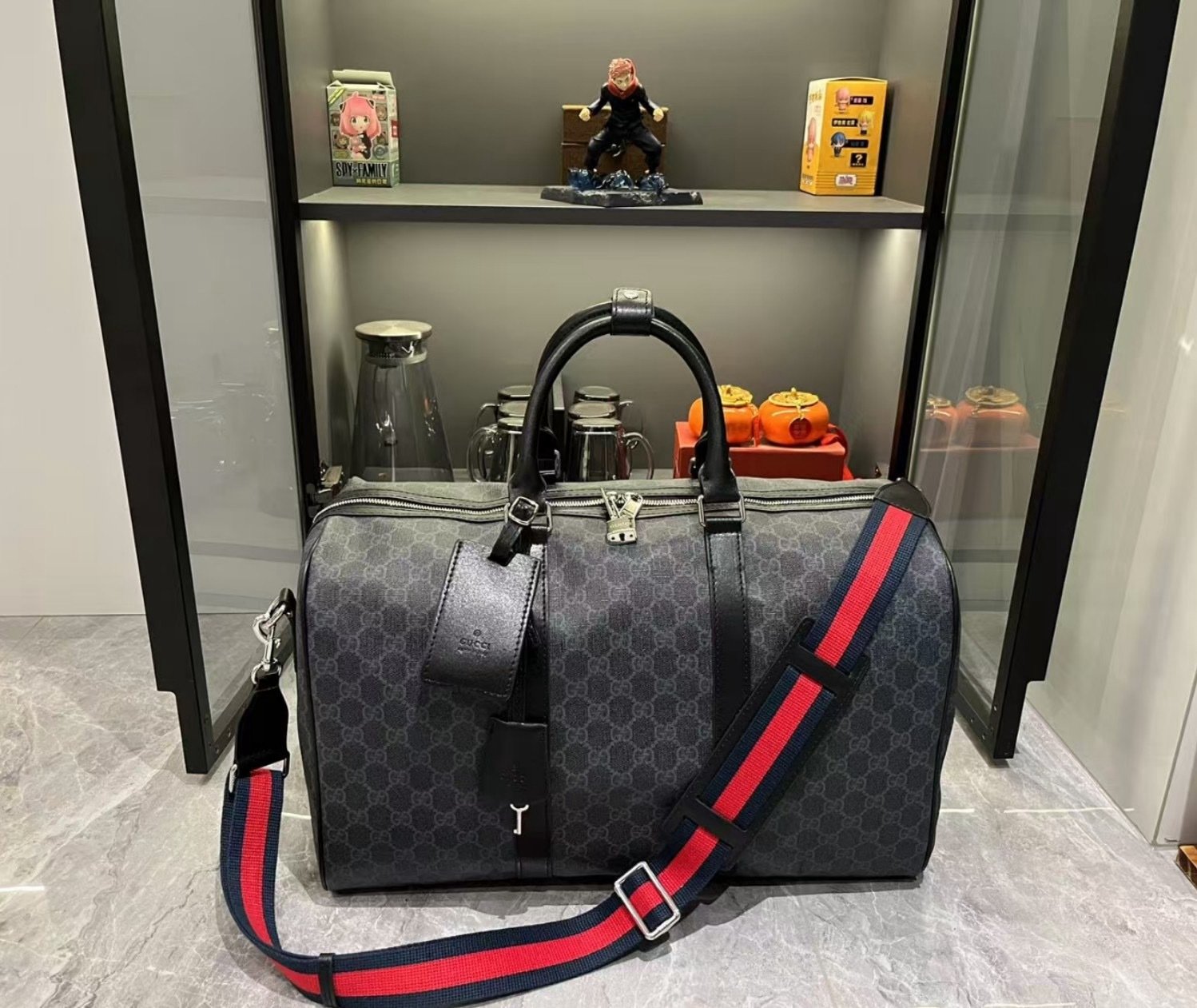 Gucci Canvas GG Supreme Black Travel Bag-9 792074