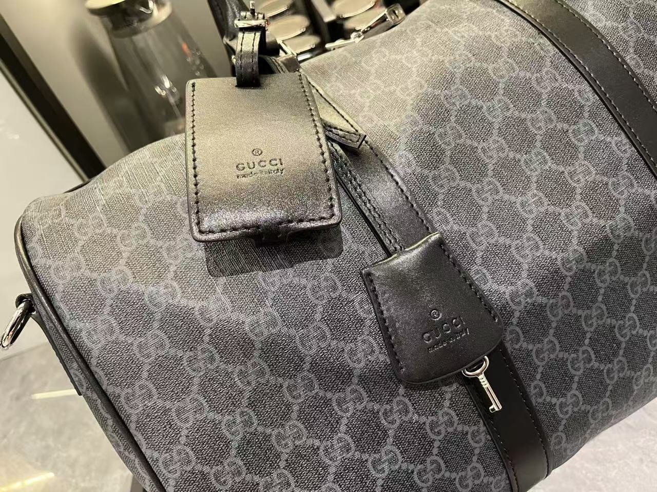 Gucci Canvas GG Supreme Black Travel Bag-9 792074