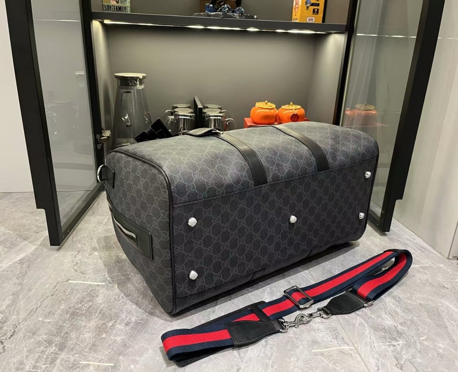Gucci Canvas GG Supreme Black Travel Bag-9 792074