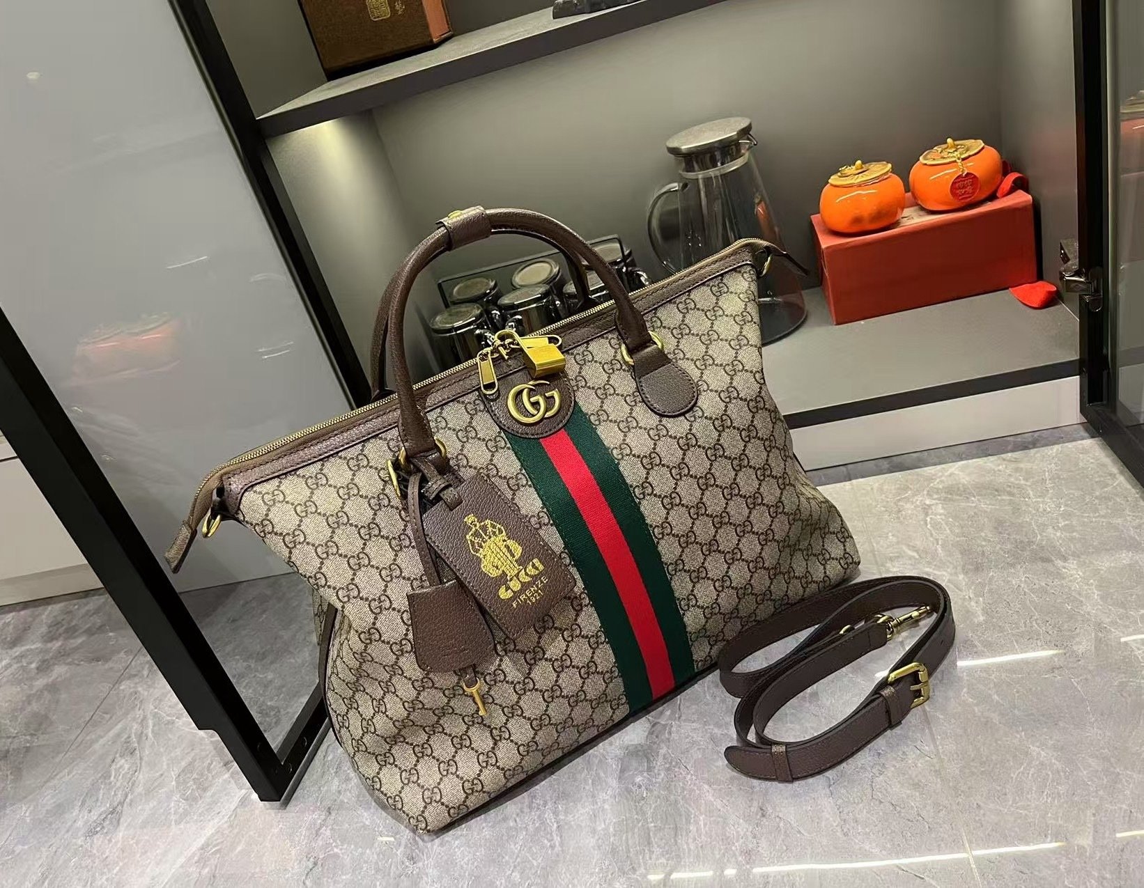 Gucci Canvas GG Ophidia x28x18cm Green New Season-3 834469
