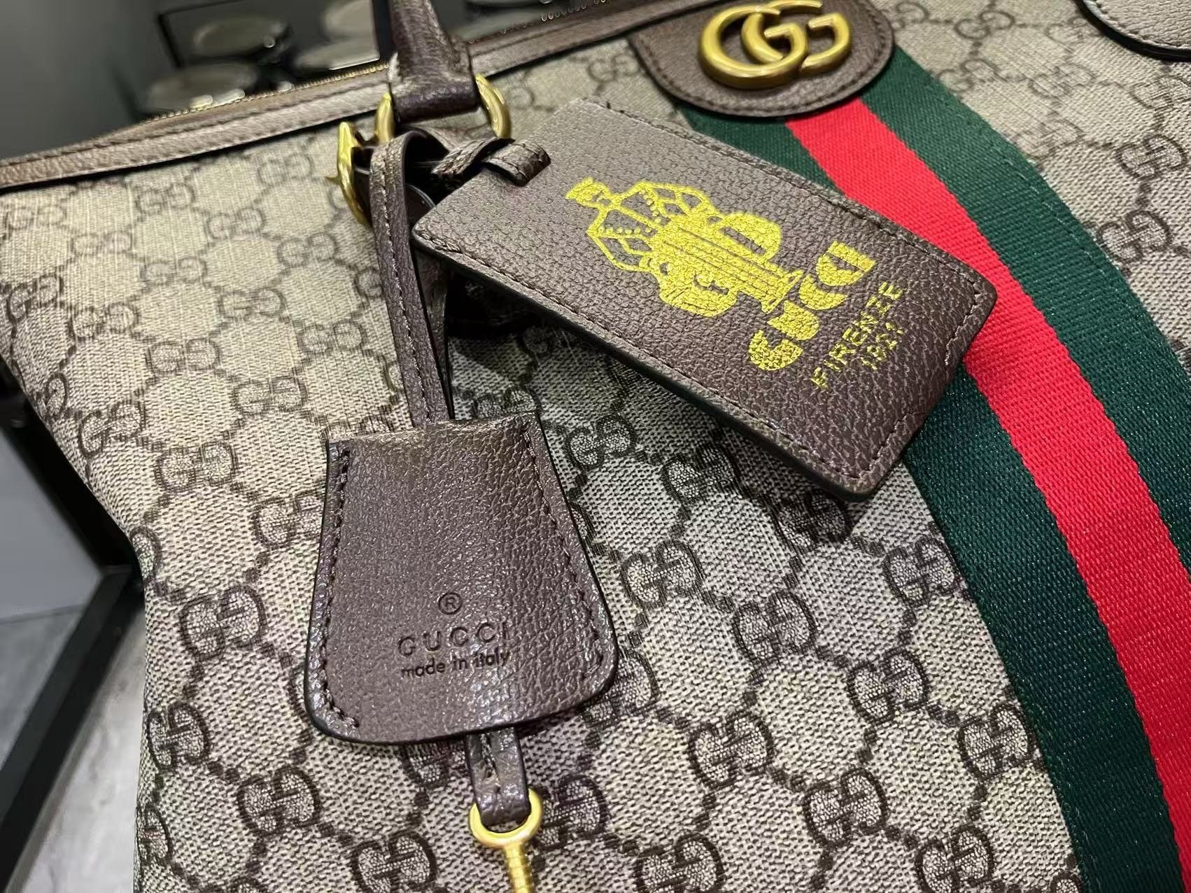 Gucci Canvas GG Ophidia x28x18cm Green New Season-3 834469