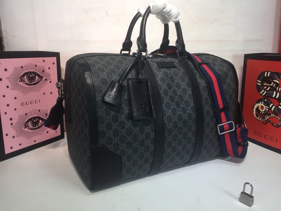 Gucci Canvas x27x24cm GG Supreme Black Compact Travel Edition-1 001350