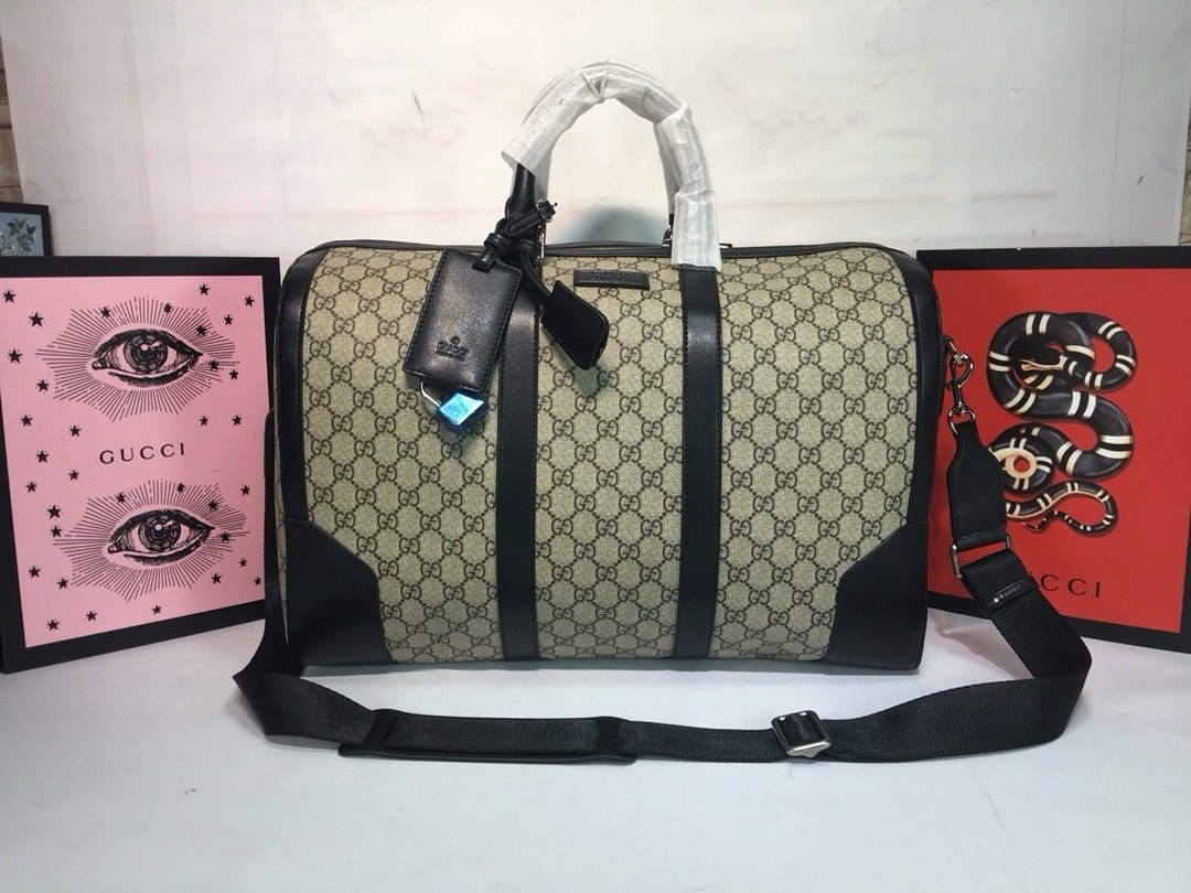Gucci Canvas GG Supreme Black Compact Travel Edition 474131