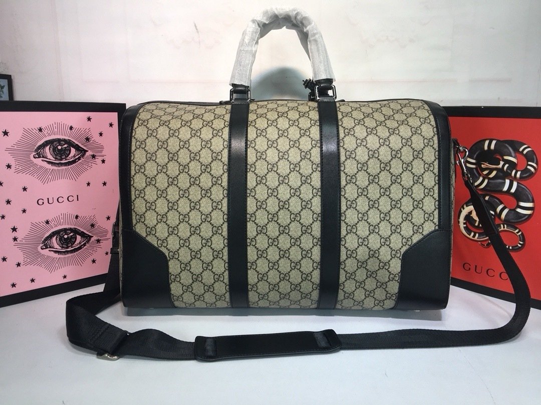 Gucci Canvas GG Supreme Black Compact Travel Edition 474131