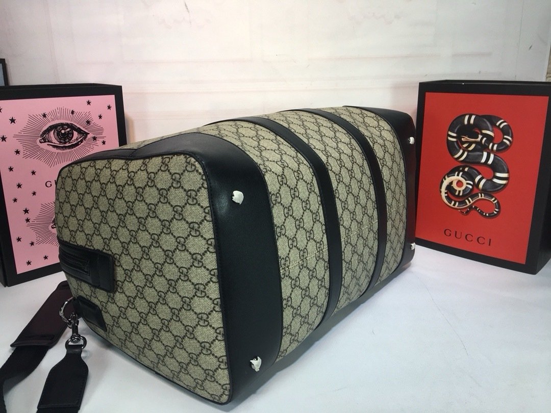 Gucci Canvas GG Supreme Black Compact Travel Edition 474131