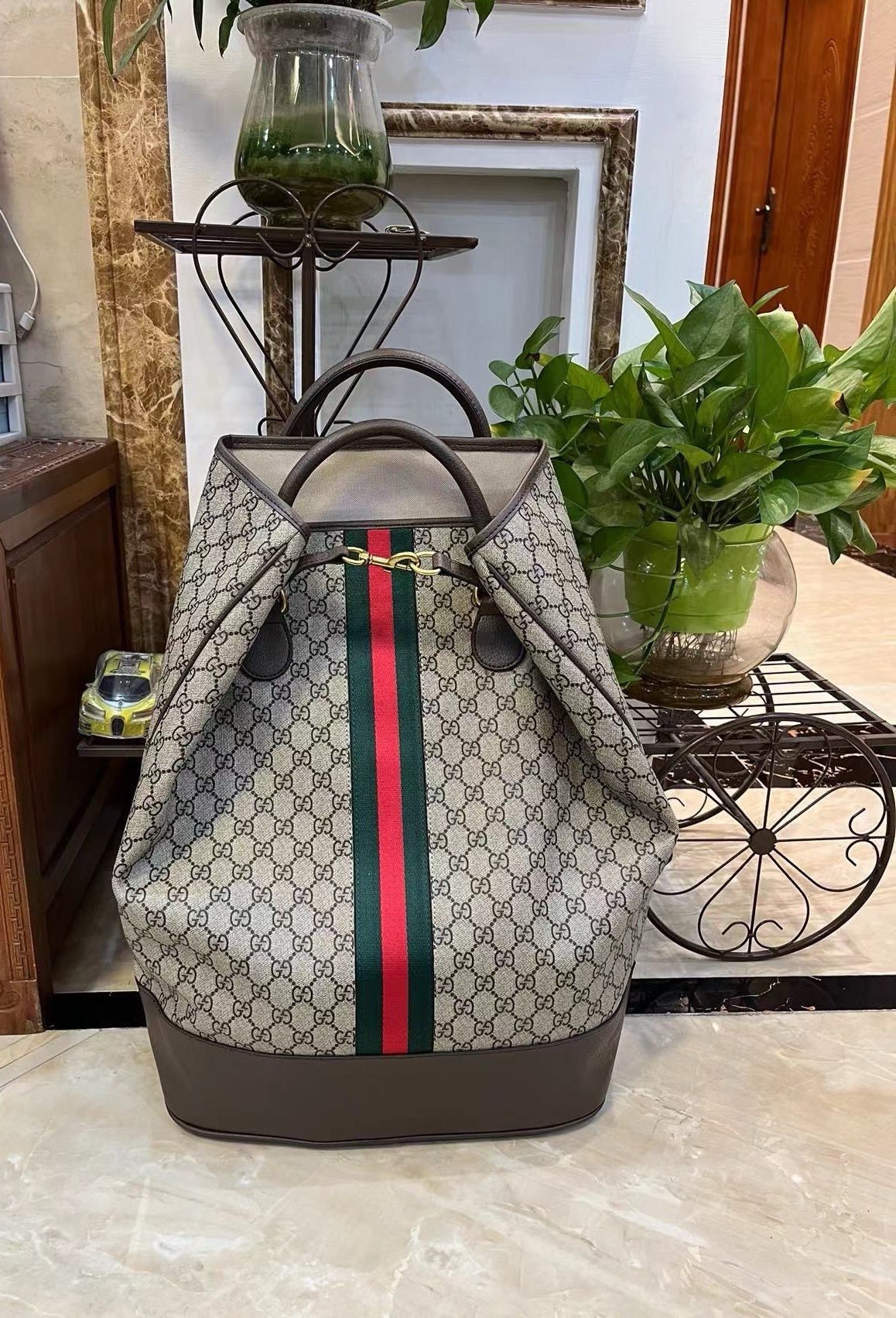 Gucci Canvas Savoy GG Supreme Brown Travel Bag-4 760227