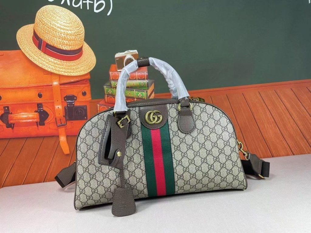 Gucci Canvas Savoy GG Supreme Medium Brown MediumBowling Bag 723309