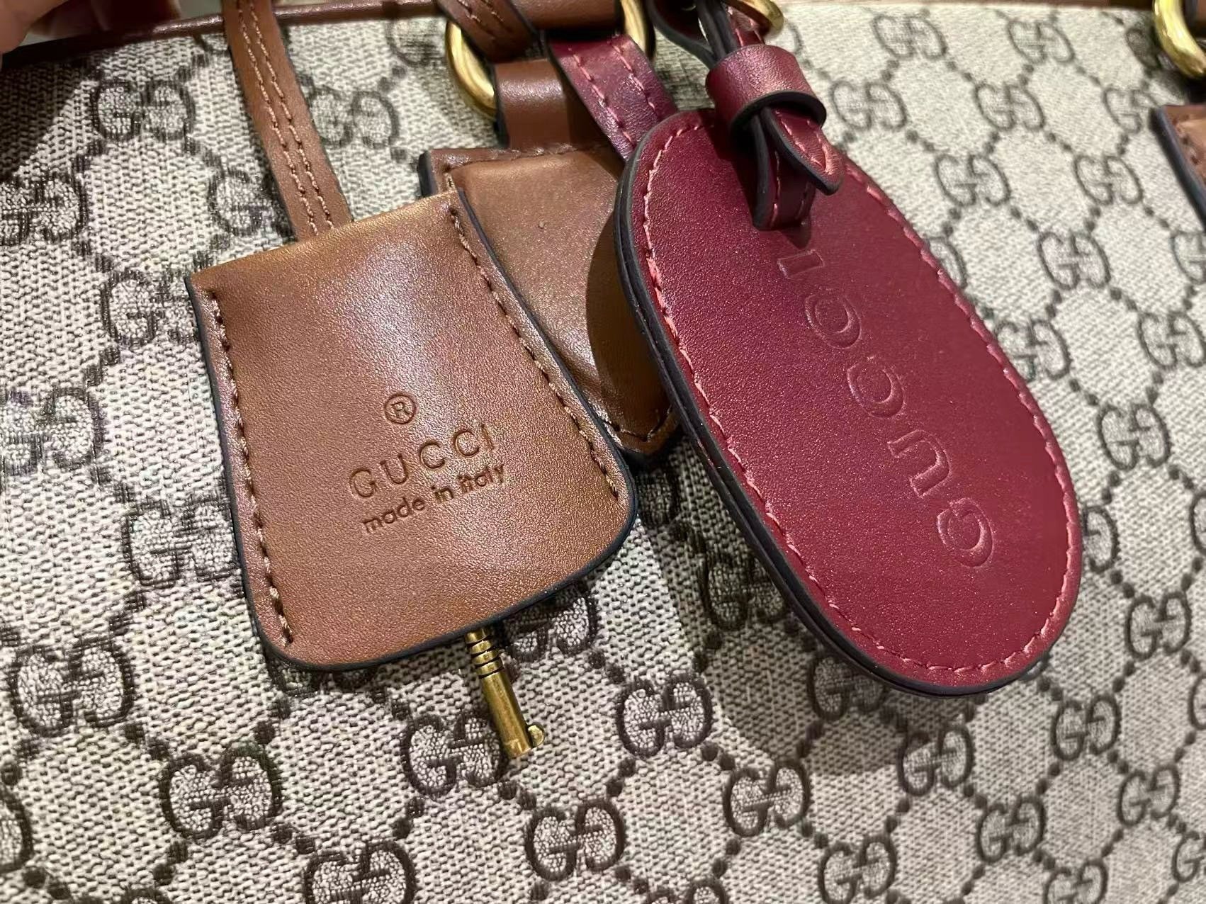 Gucci Canvas GG Emblem Brown Travel Bag 821148