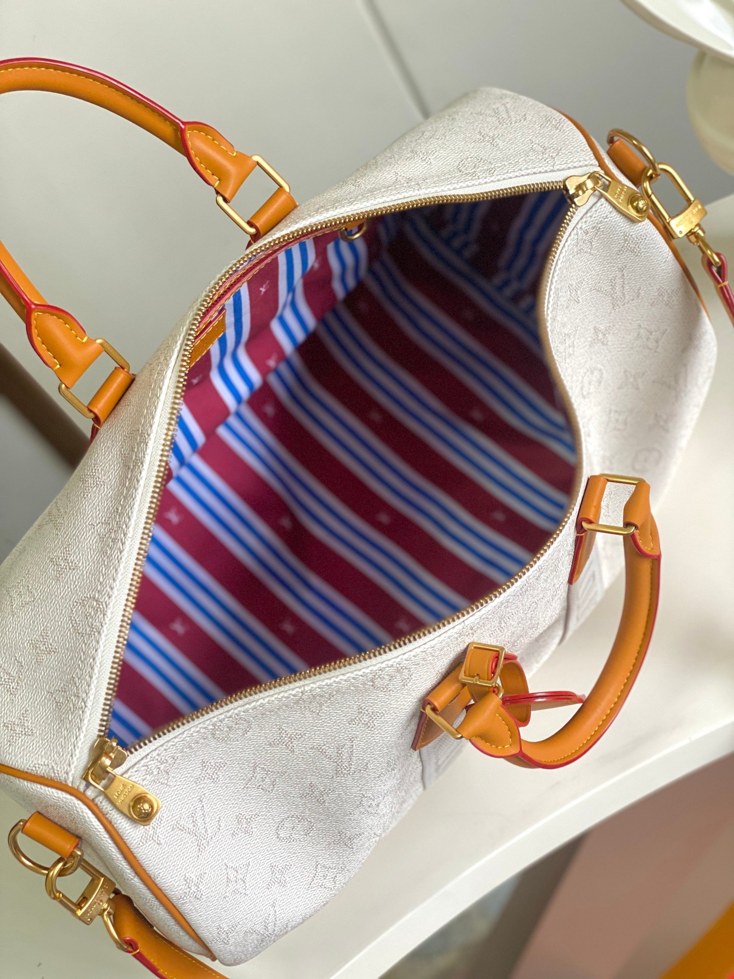 Louis Vuitton Canvas M14838 Keepall Bandouliere White Travel Bag 001830