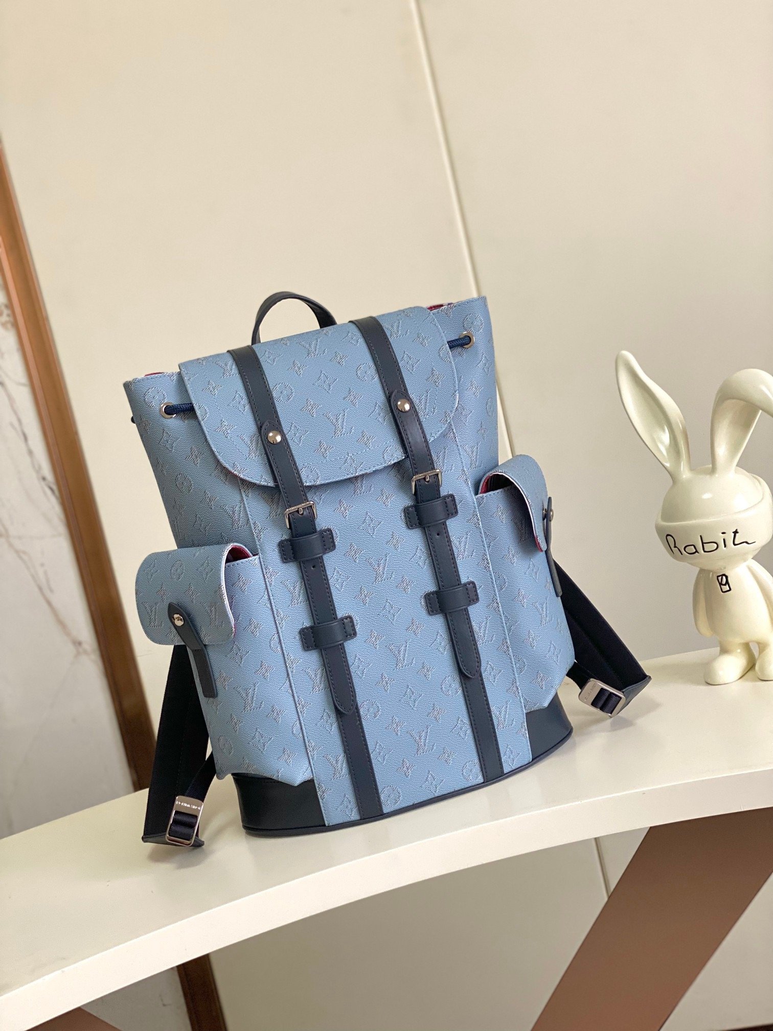 Louis Vuitton Canvas M14676 Christopher Monogram Medium Blue Bag 001850