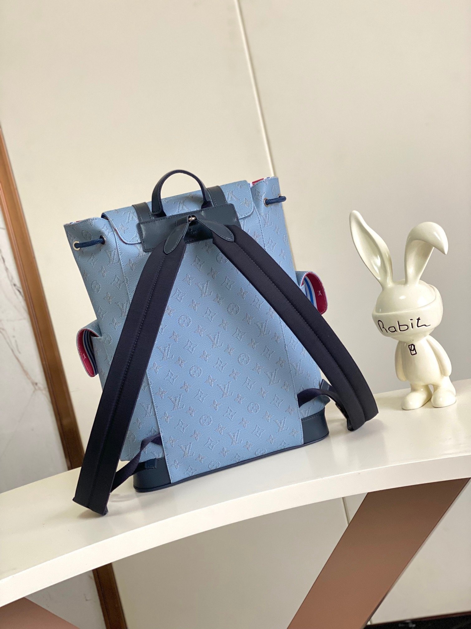 Louis Vuitton Canvas M14676 Christopher Monogram Medium Blue Bag 001850