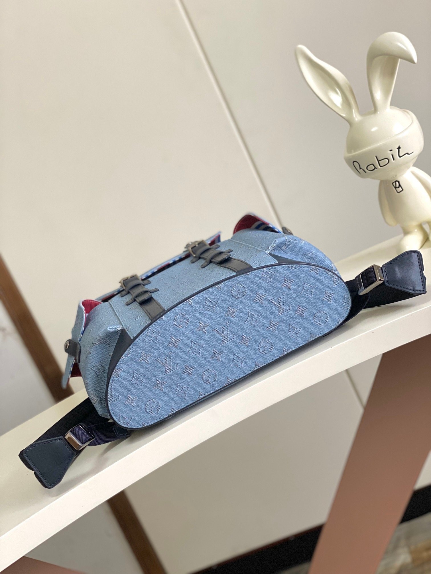 Louis Vuitton Canvas M14676 Christopher Monogram Medium Blue Bag 001850
