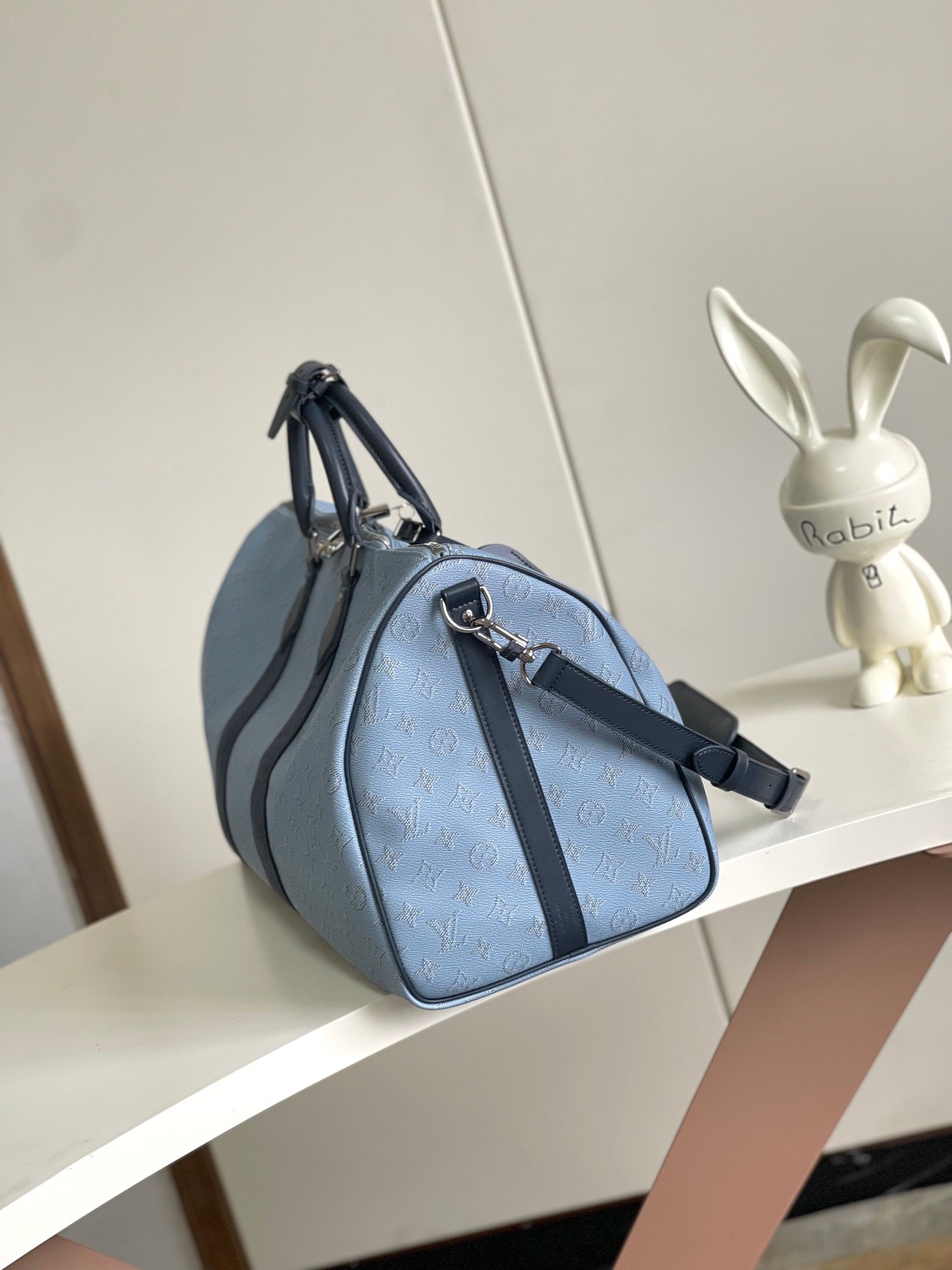 Louis Vuitton Canvas M14837 Keepall Bandouliere Blue Travel Bag 001850