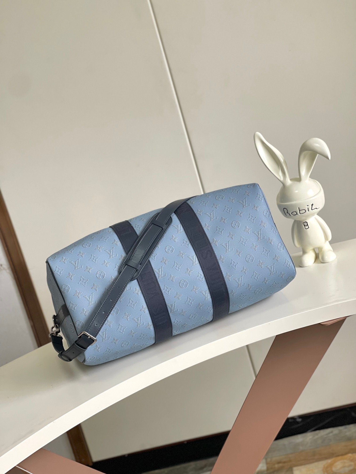 Louis Vuitton Canvas M14837 Keepall Bandouliere Blue Travel Bag 001850