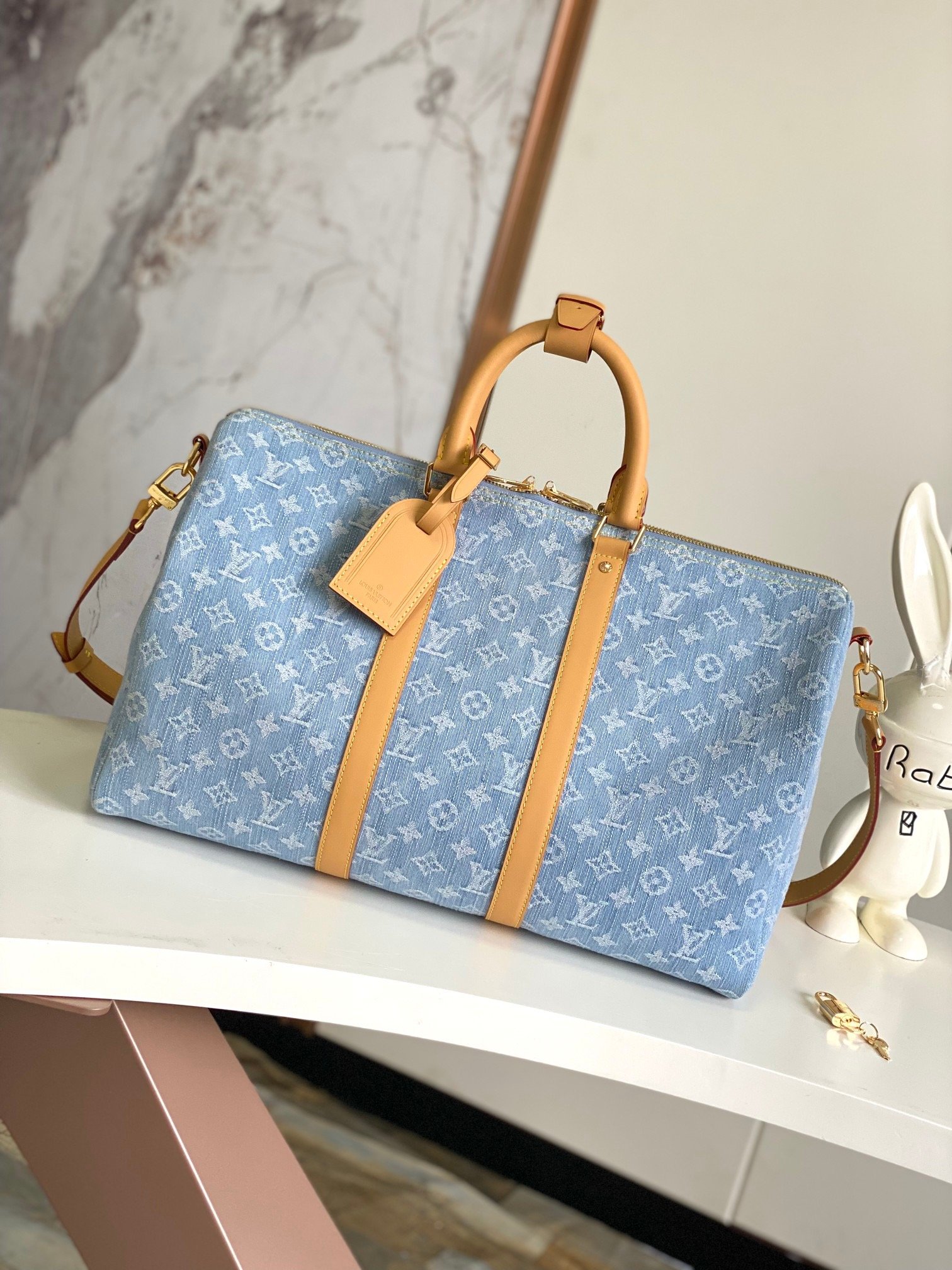 Louis Vuitton Vintage M25334 KEEPALL BANDOULI Blue Travel Bag 001950