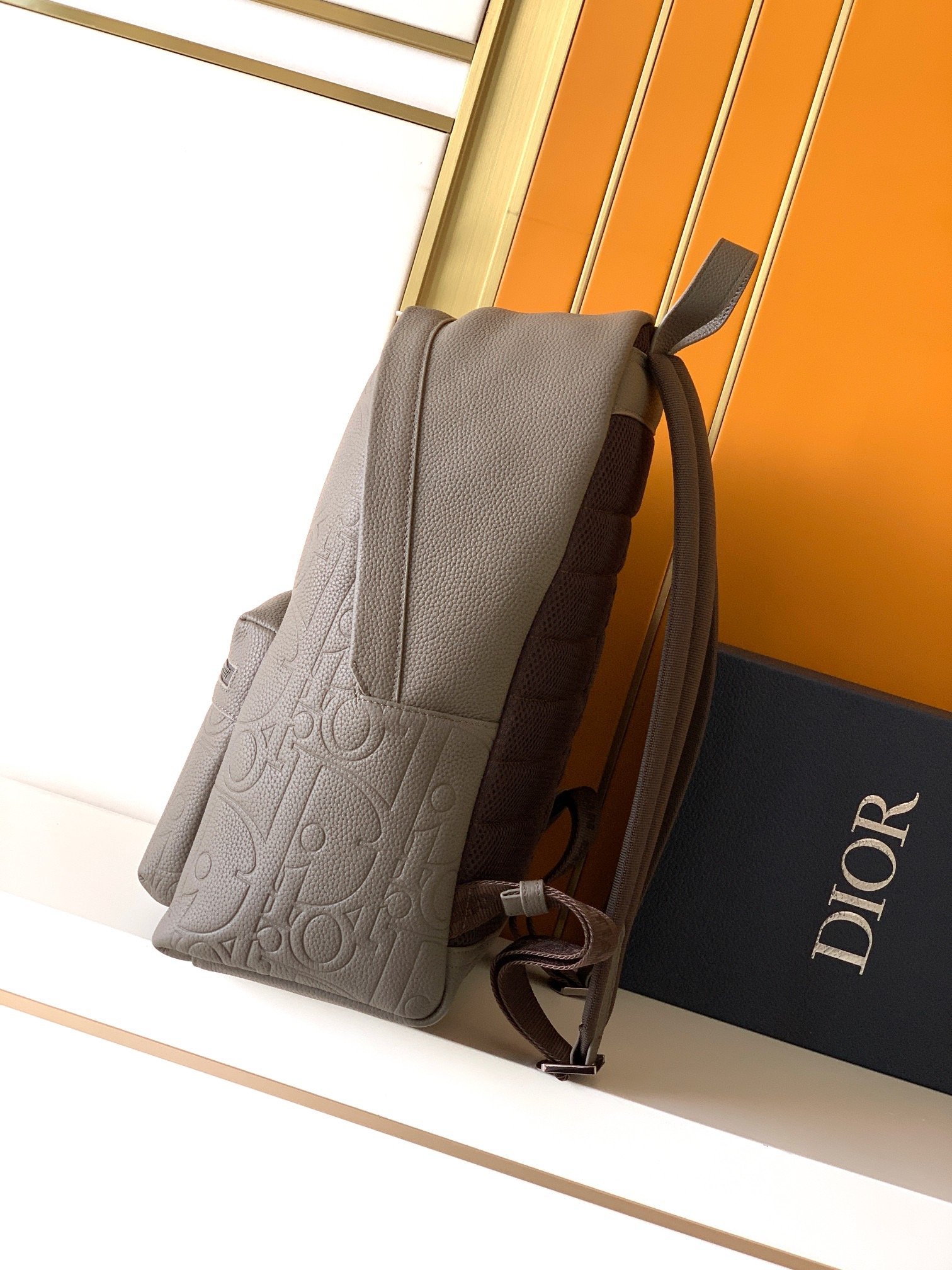 Dior Leather Christian x42x17 Gray Backpack 001800