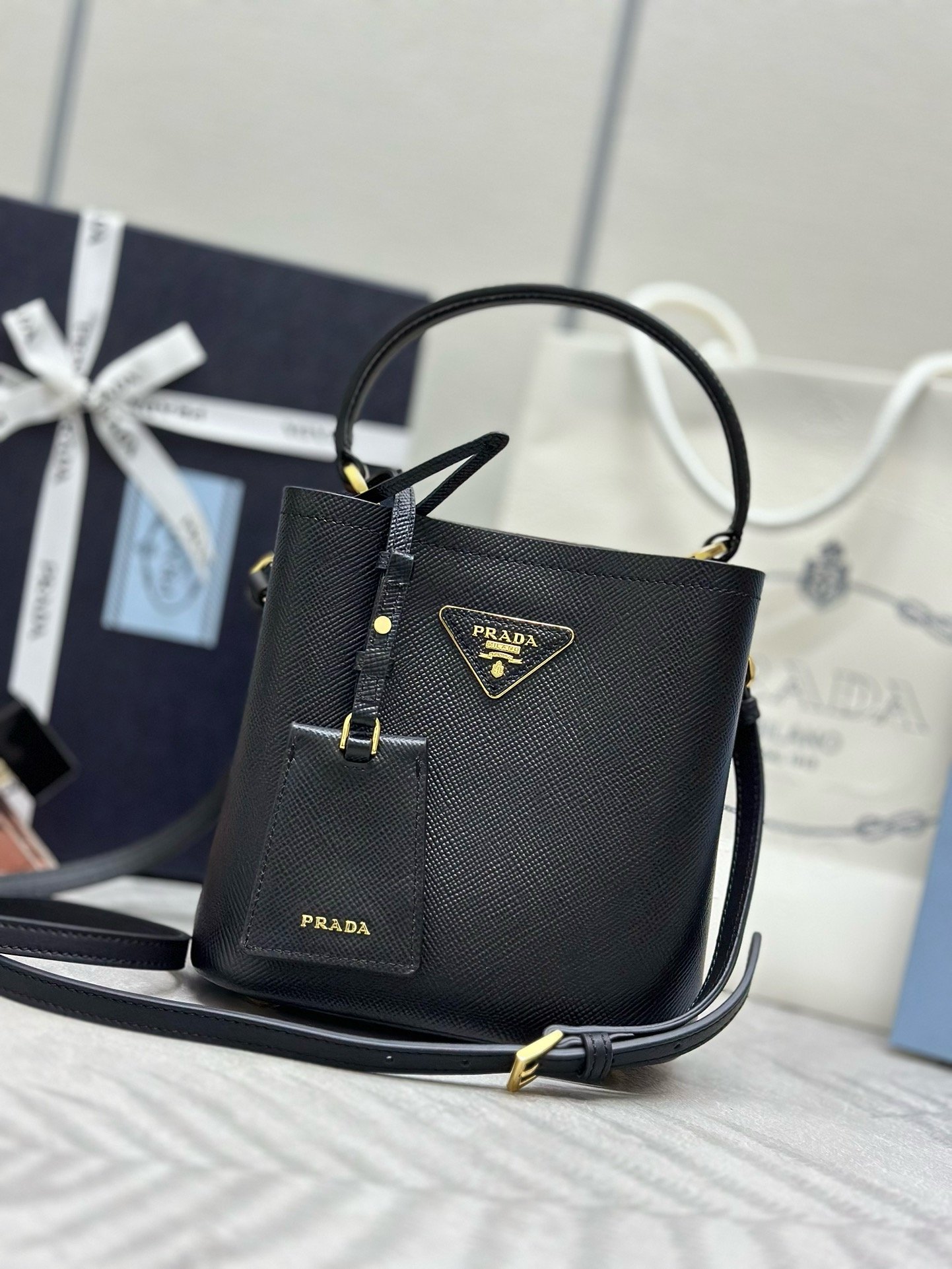 Prada BA217 Saffiano Double Mini Red Top Handle Bag 001890