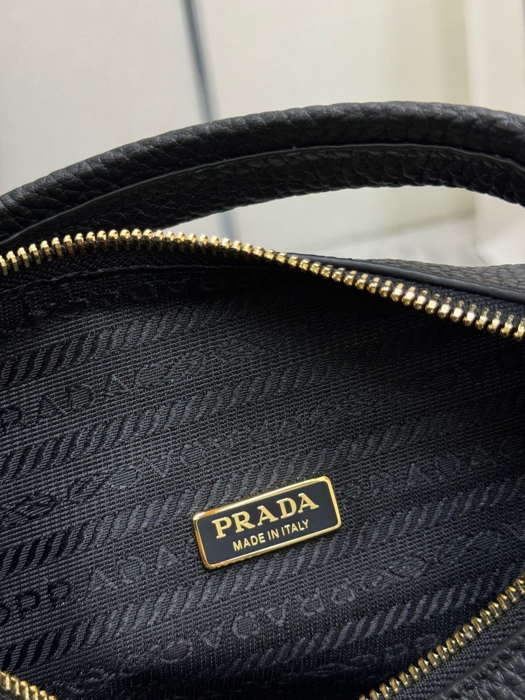 Prada Pebbled Leather BC277 Gold Top Handle Bag 001850