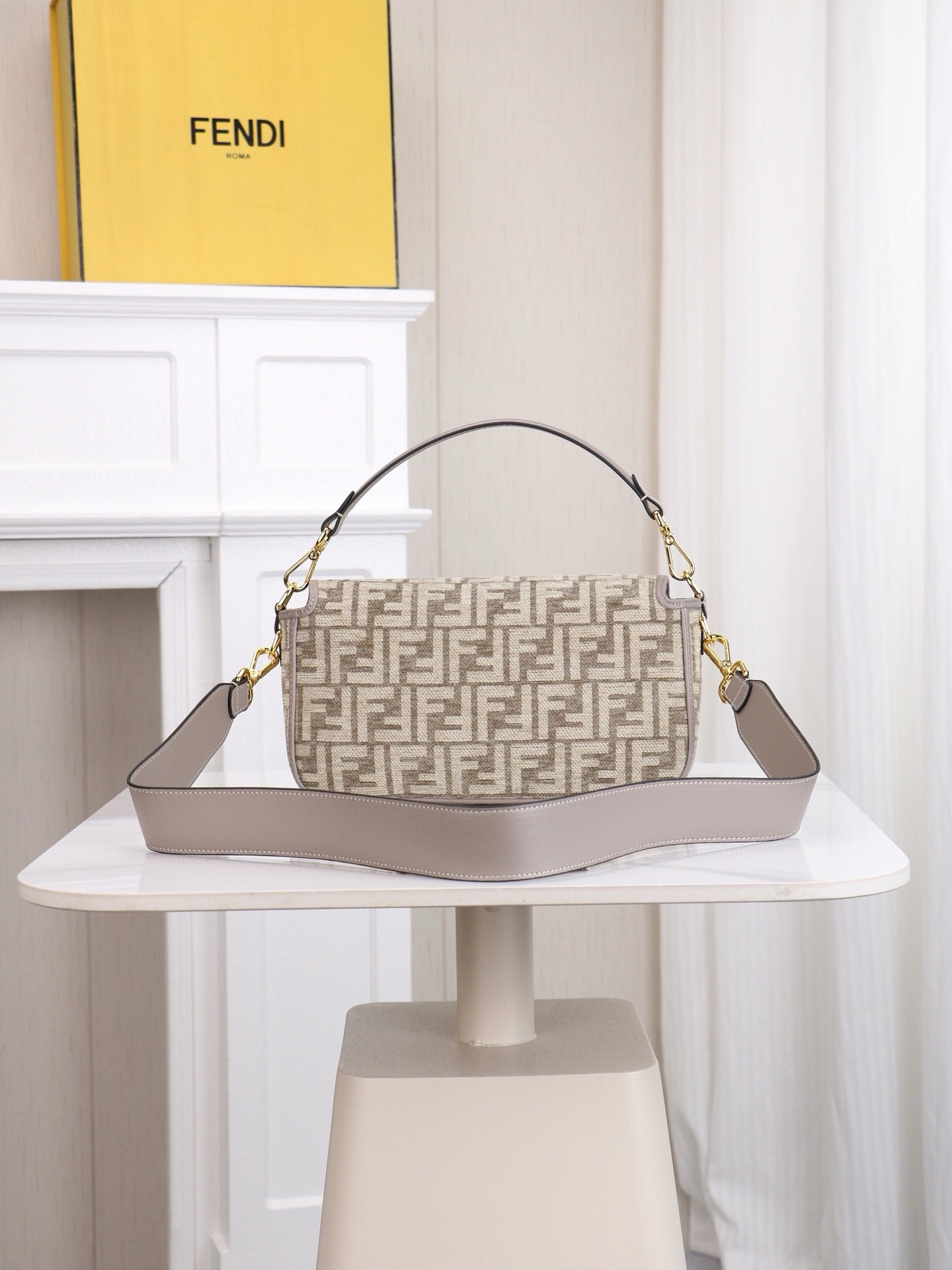 Fendi Vintage Iconic Baguette FF Medium Gold Top Handle Bag 001340