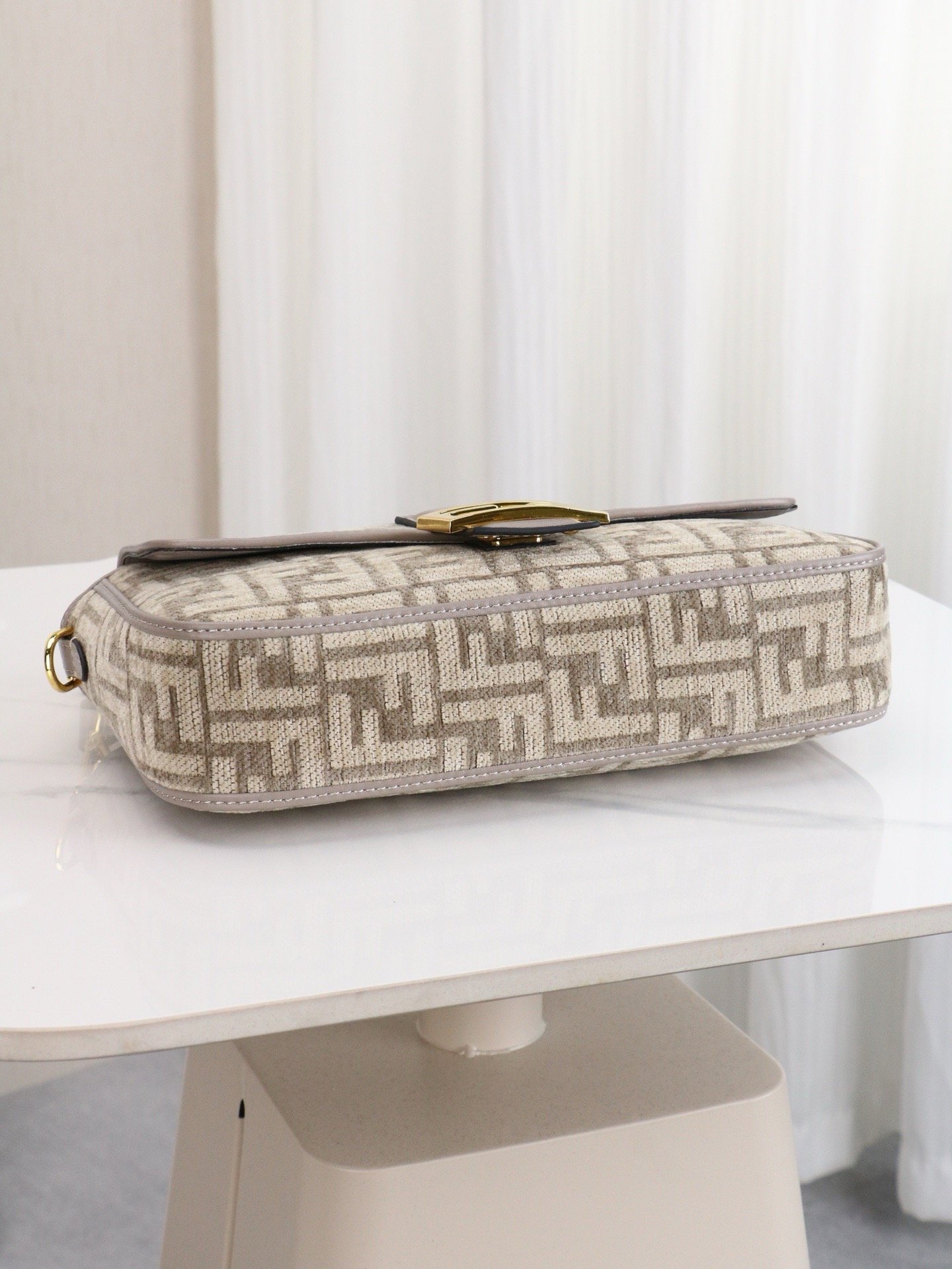Fendi Vintage Iconic Baguette FF Medium Gold Top Handle Bag 001340