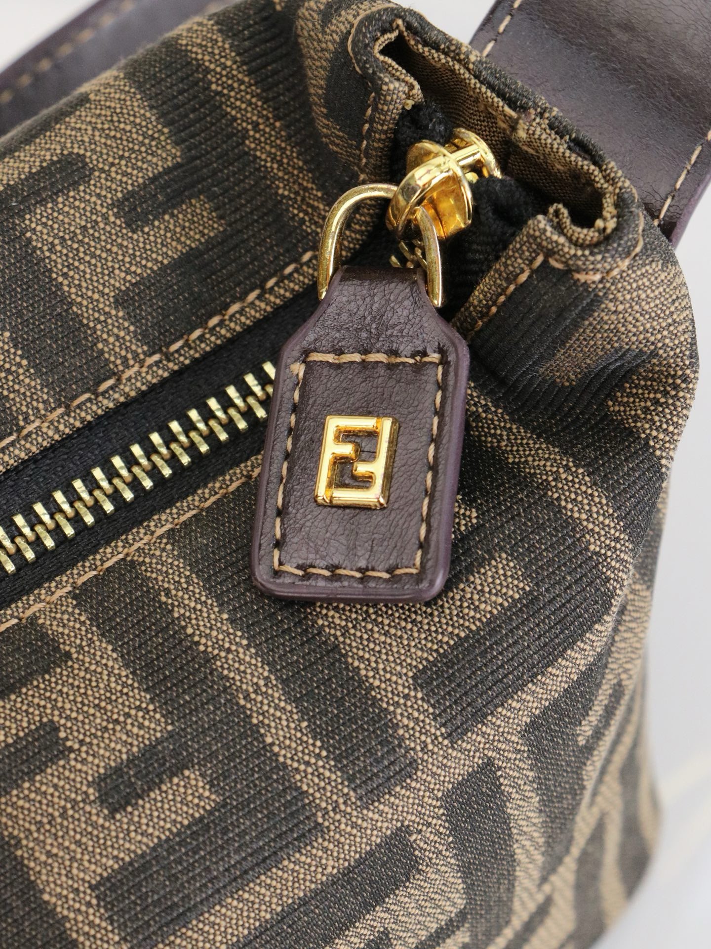 Fendi Canvas FEND1 FF Brown Bag 001270