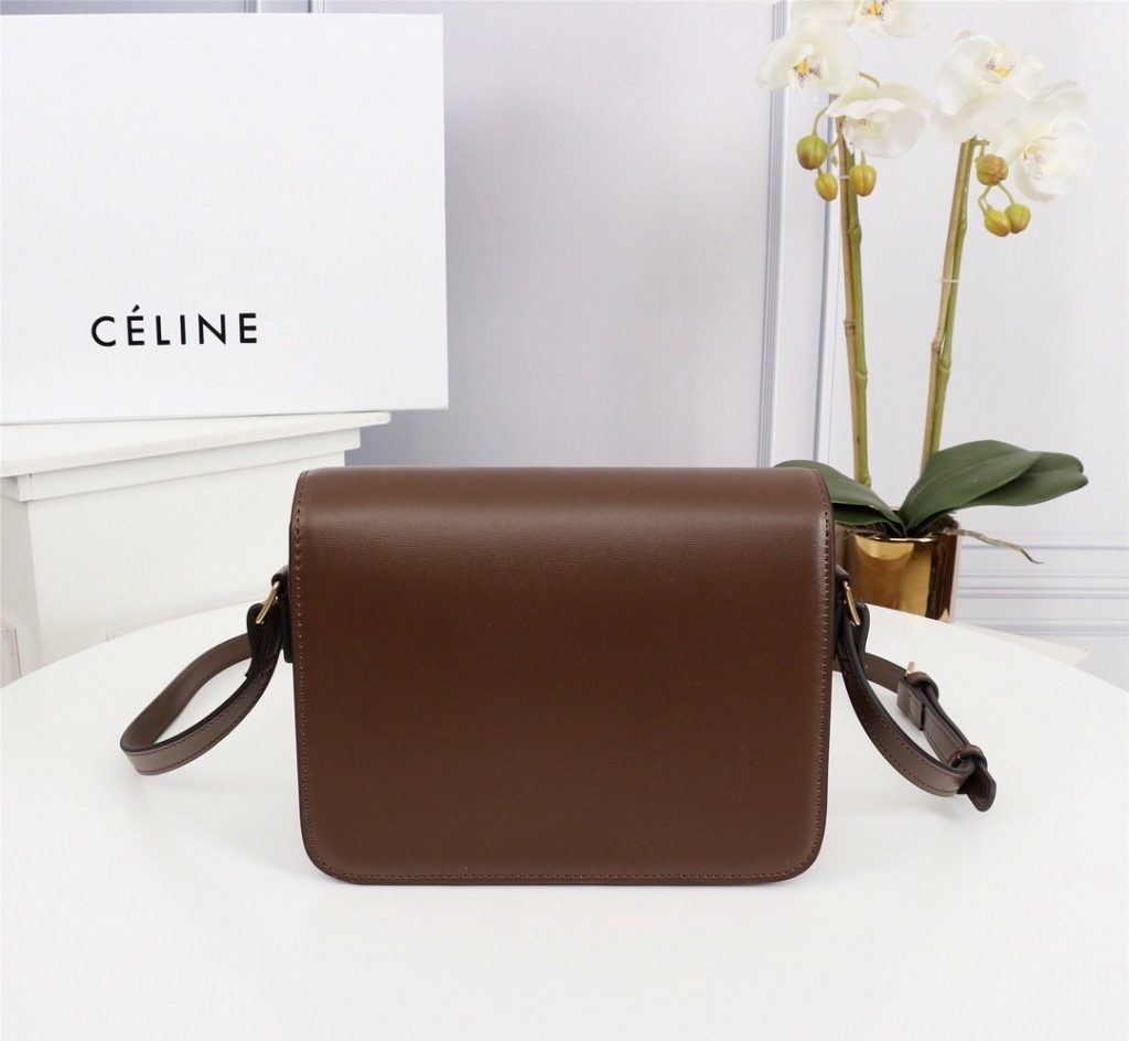 Celine Vintage p310 Triomphe Box Brown Box Bag 001310