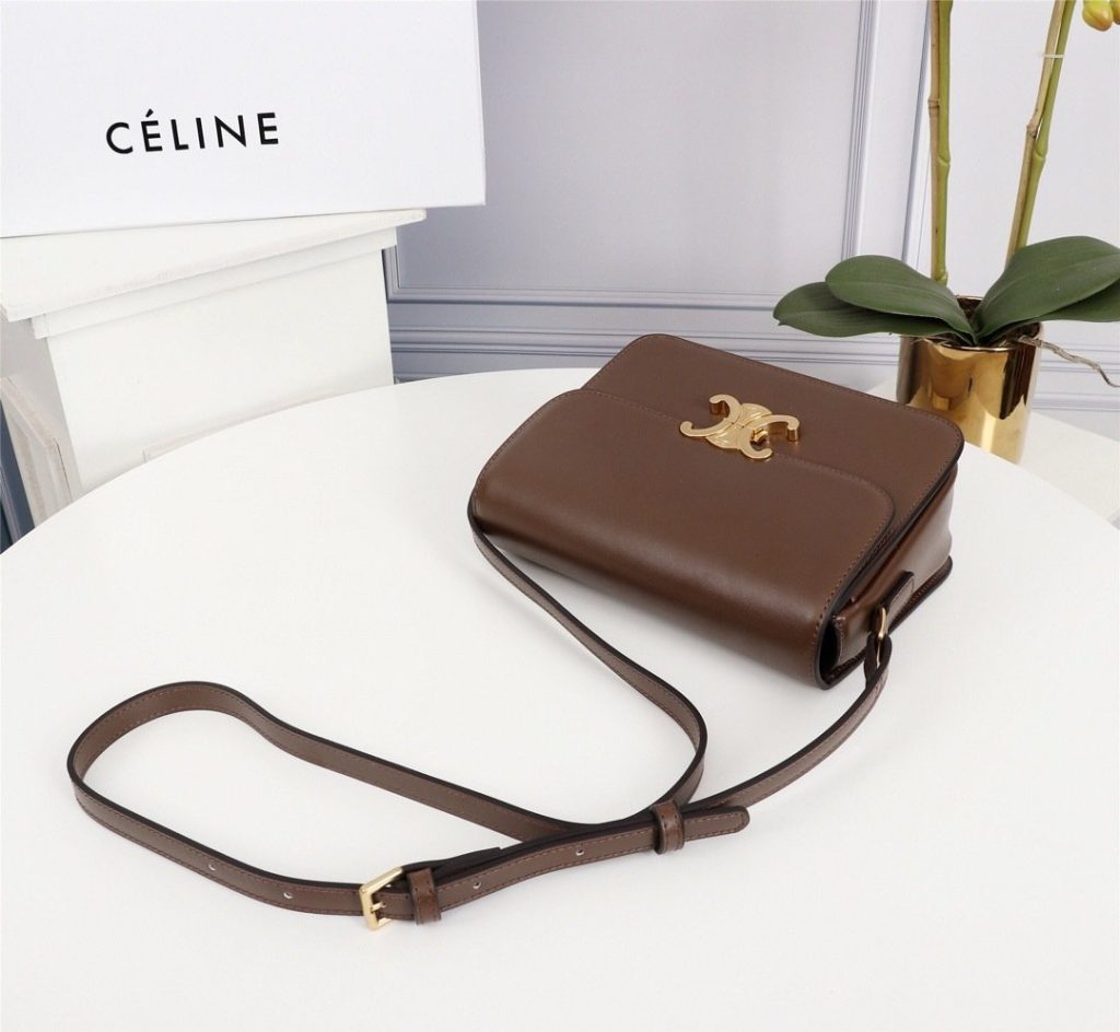 Celine Vintage p310 Triomphe Box Brown Box Bag 001310