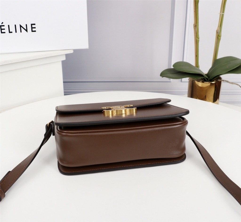Celine Vintage p310 Triomphe Box Brown Box Bag 001310