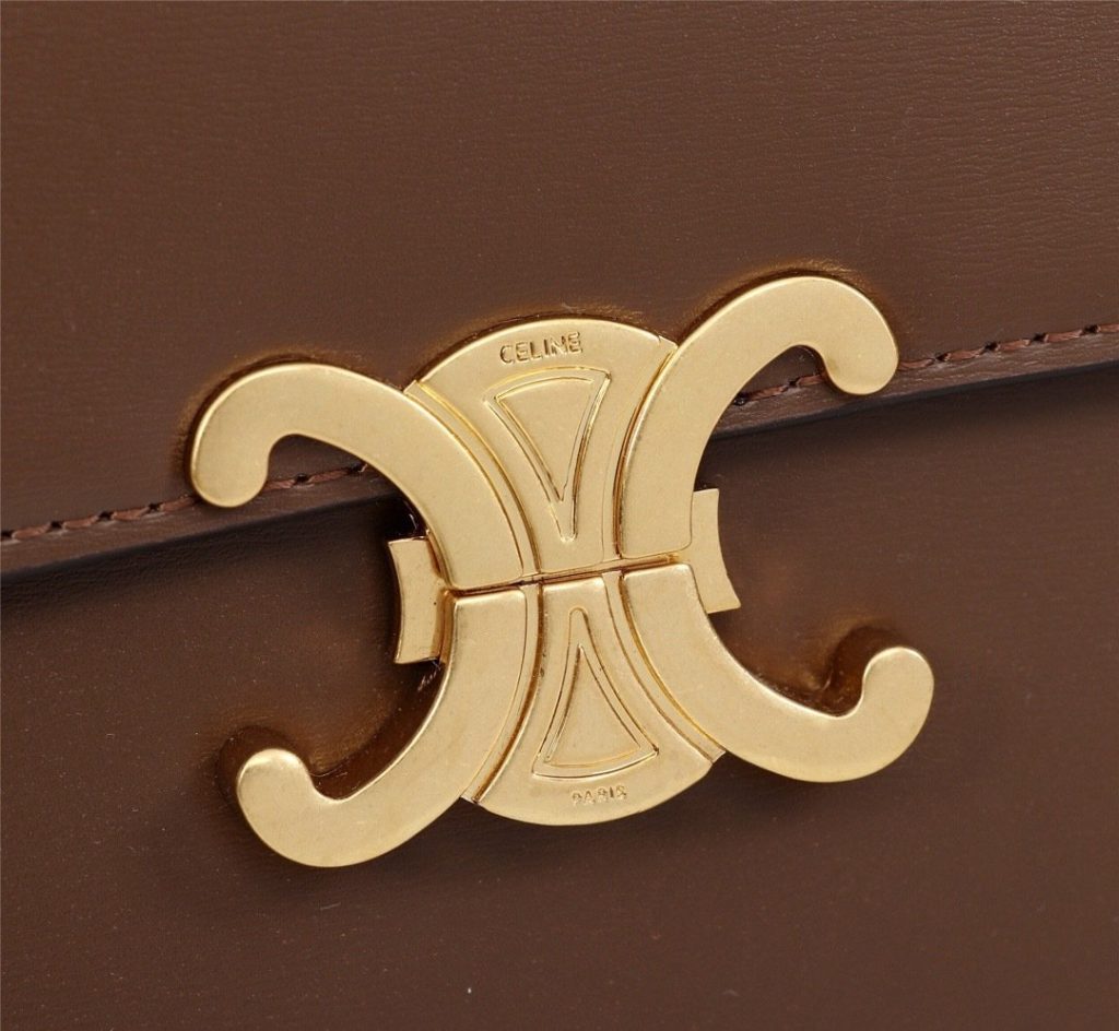 Celine Vintage p310 Triomphe Box Brown Box Bag 001310