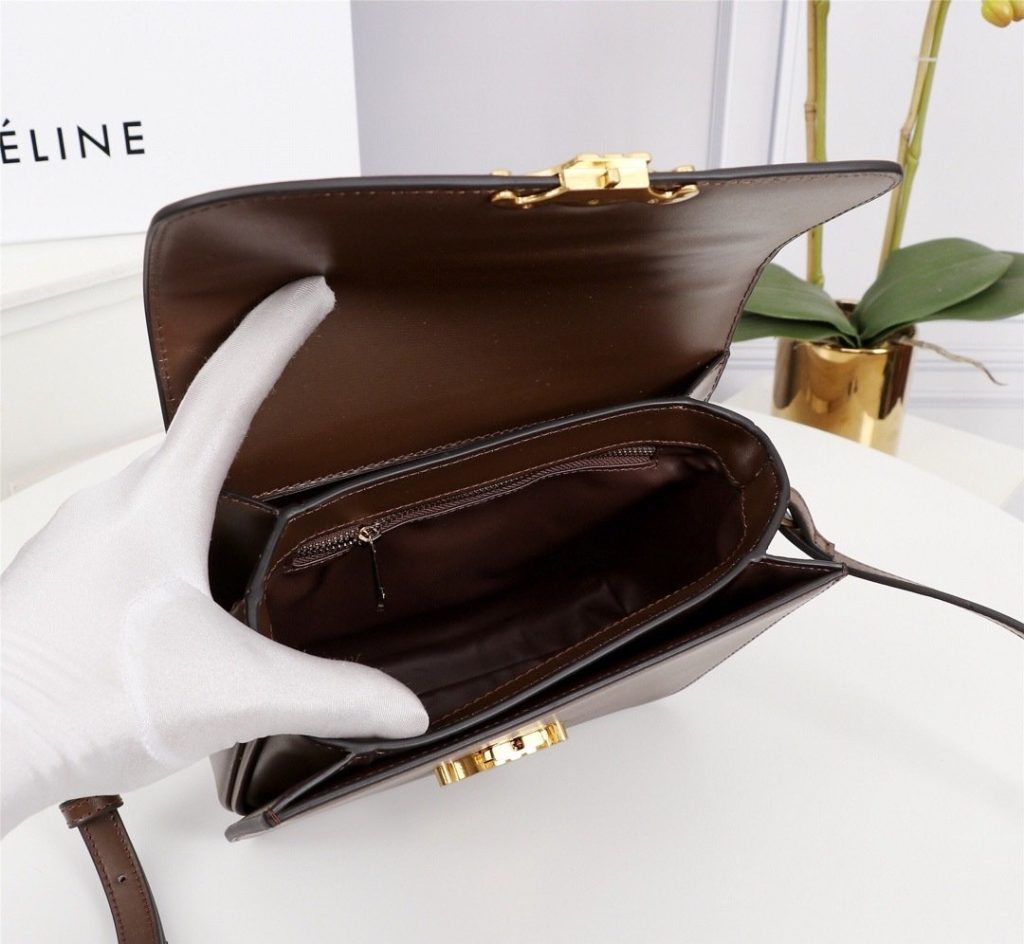 Celine Vintage p310 Triomphe Box Brown Box Bag 001310