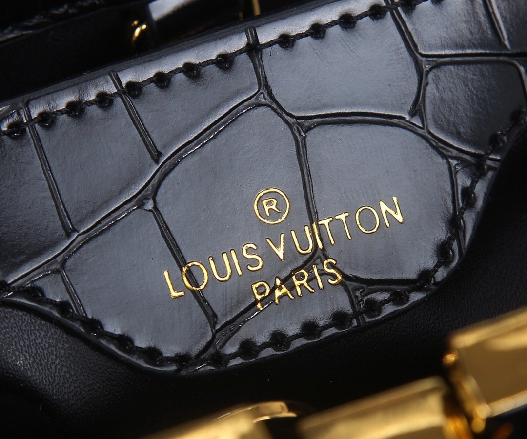 Louis Vuitton Pebbled Leather LV Taurillon Capucines Bag 001340