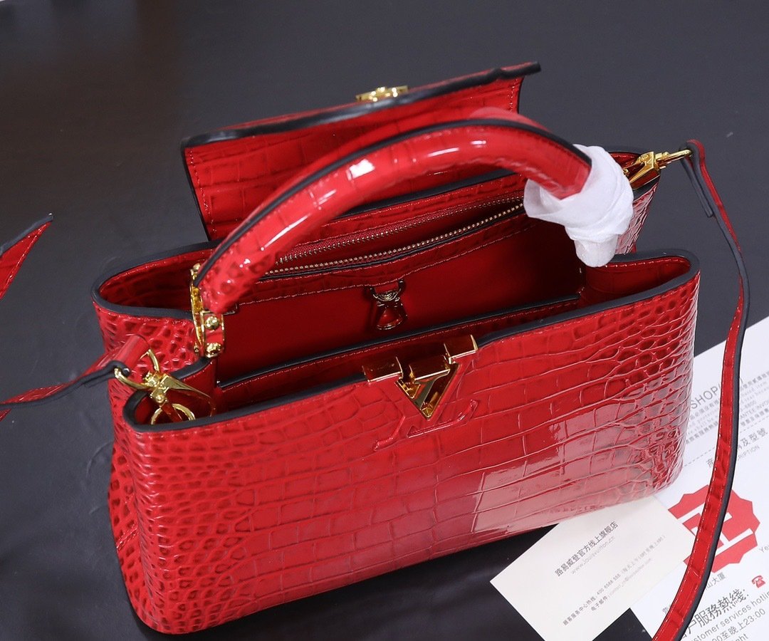 Louis Vuitton Pebbled Leather LV Taurillon Capucines Bag 001340