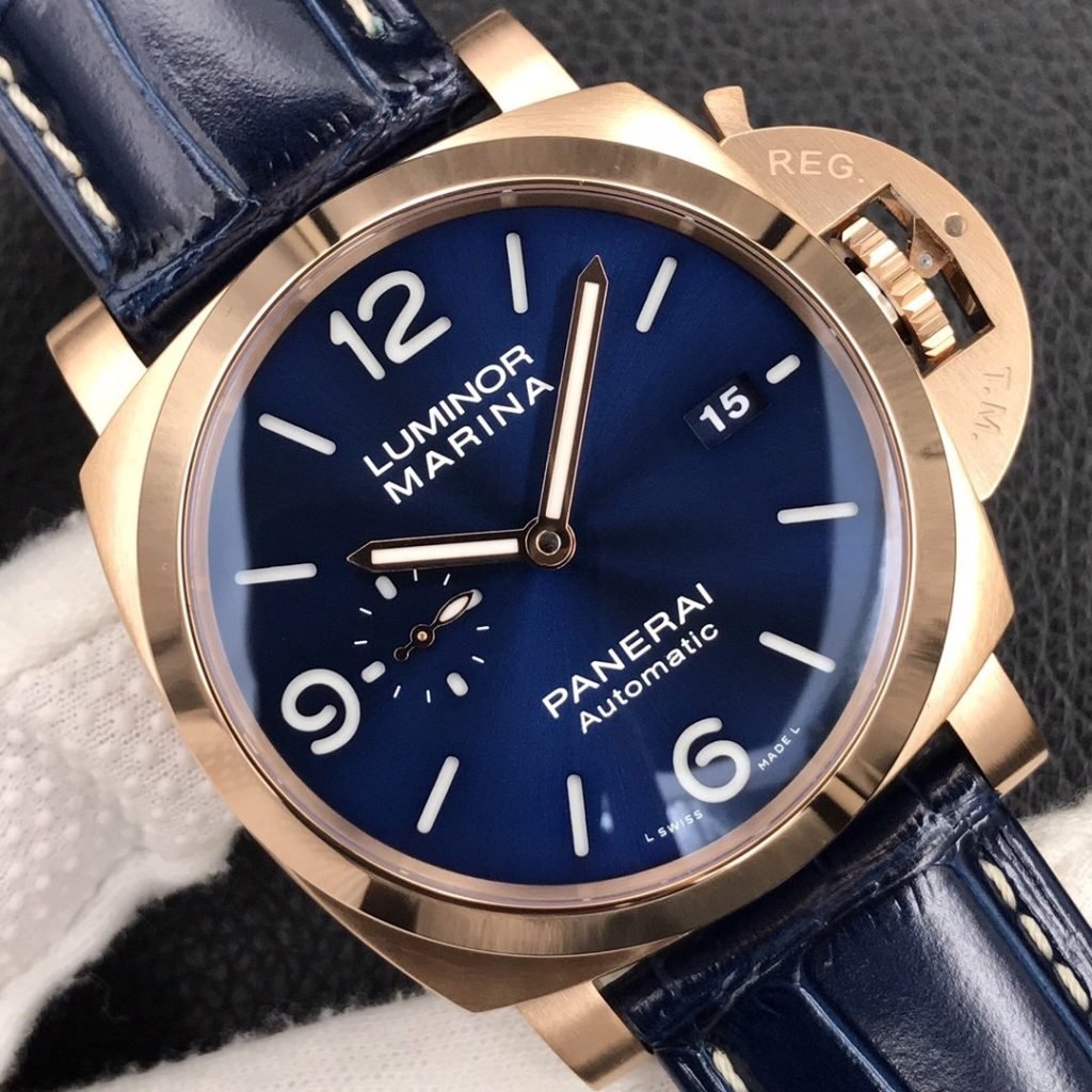 Panerai SAO Blue Lumino RED Gold Watch PAM 1112