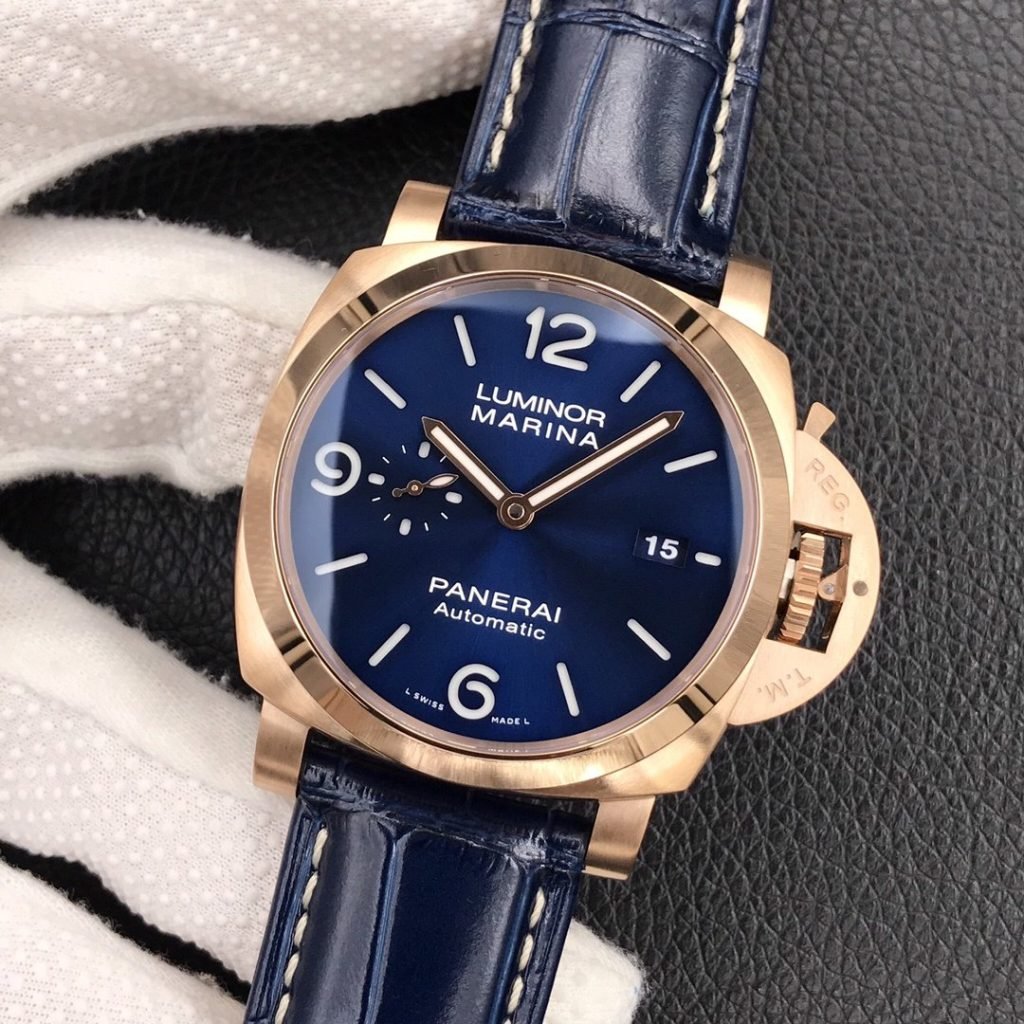 Panerai SAO Blue Lumino RED Gold Watch PAM 1112