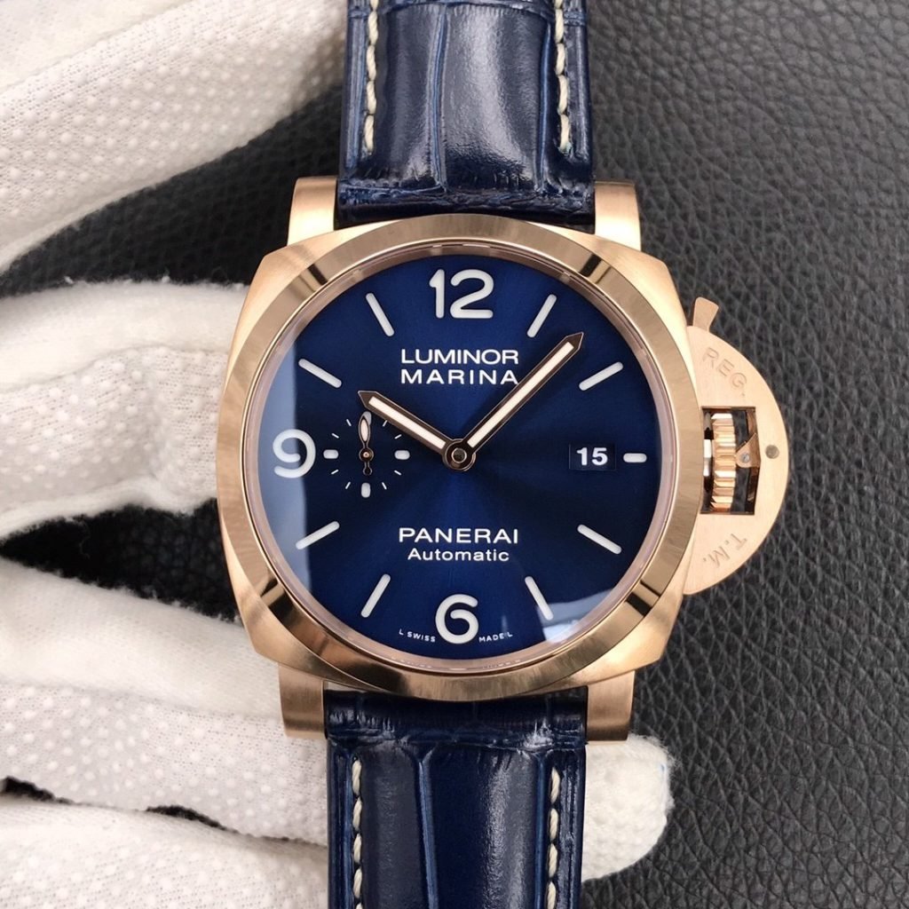 Panerai SAO Blue Lumino RED Gold Watch PAM 1112
