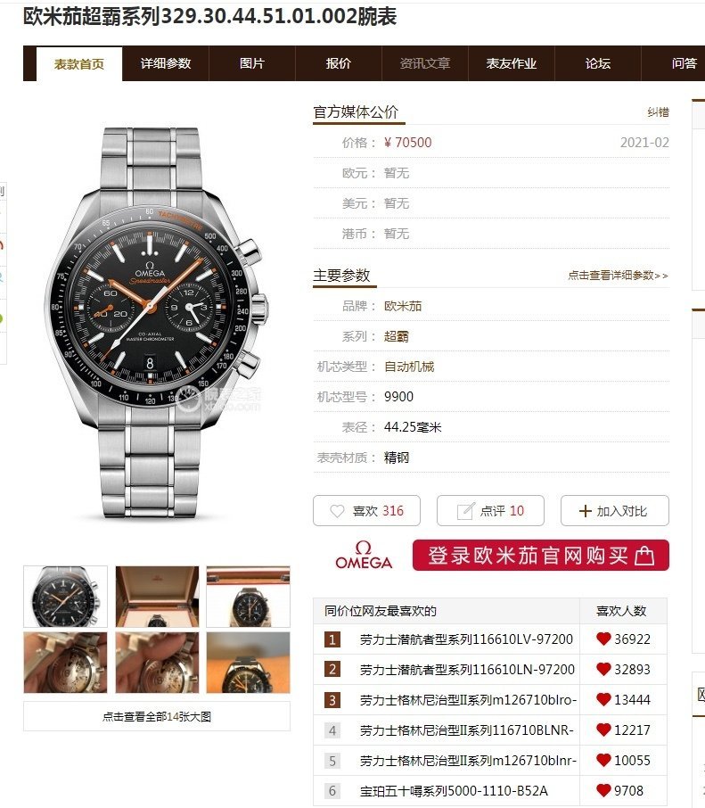 OMEGA Oujia Racing Chronograph Speedmaster Adopts 7750 Modified Oujia