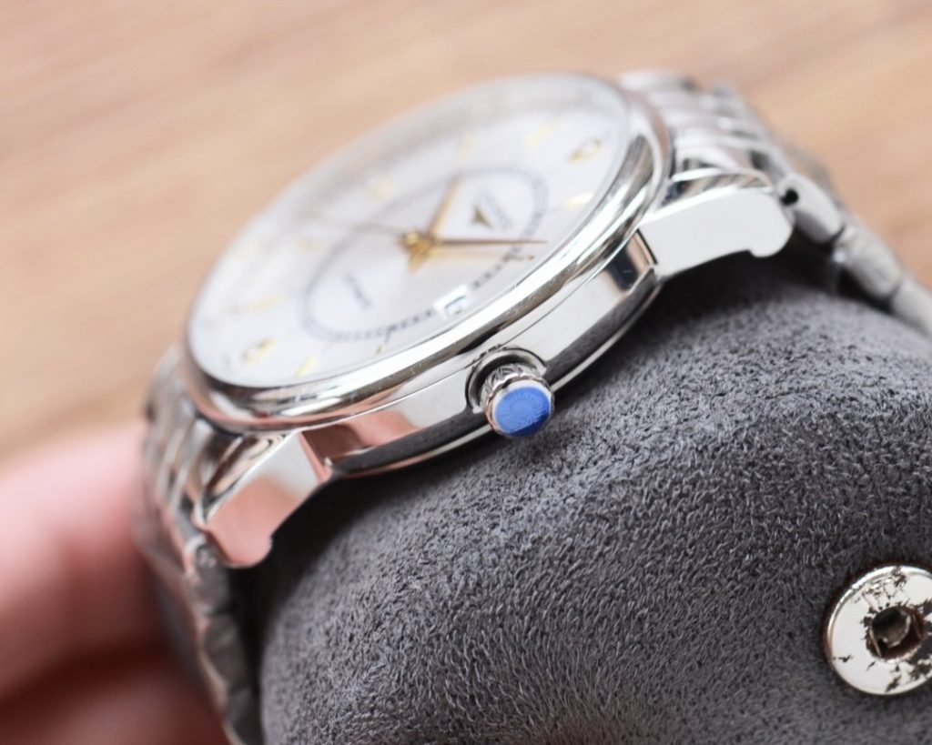 LONGINES White Gold Steel Strap 20 Mens Favorite Threepin