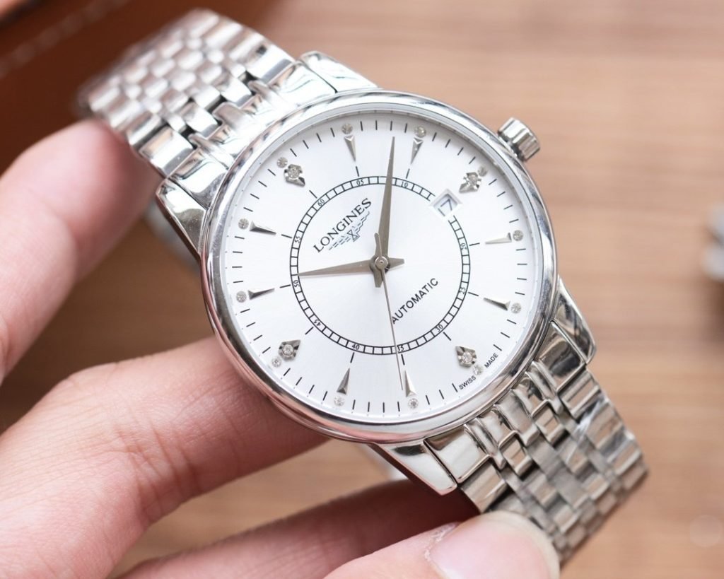 LONGINES White Gold Steel Strap 20 Mens Favorite Threepin