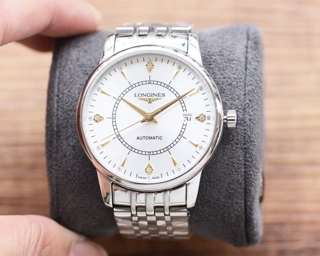 LONGINES White Gold Steel Strap 20 Mens Favorite Threepin