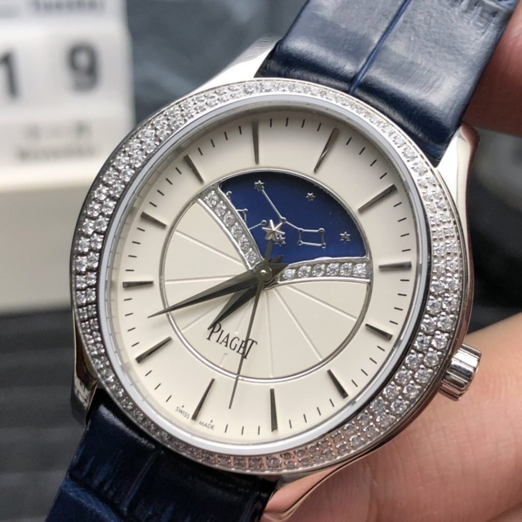 Piaget Earl Black Belt White Moon Phase Girl Shipment