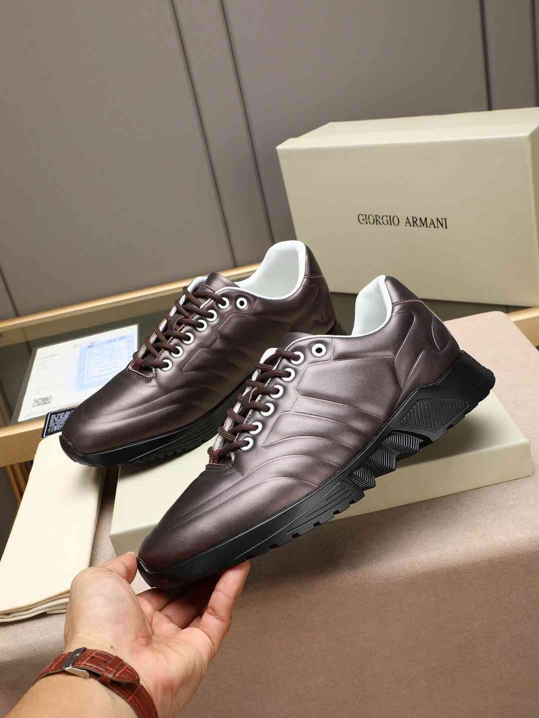 Armani Men’s Giorgio Kint-and-Leather Sneakers 1308270