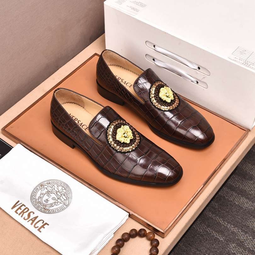 Versace Men's Leather Dress Shoes Colorway 1 1190280-1