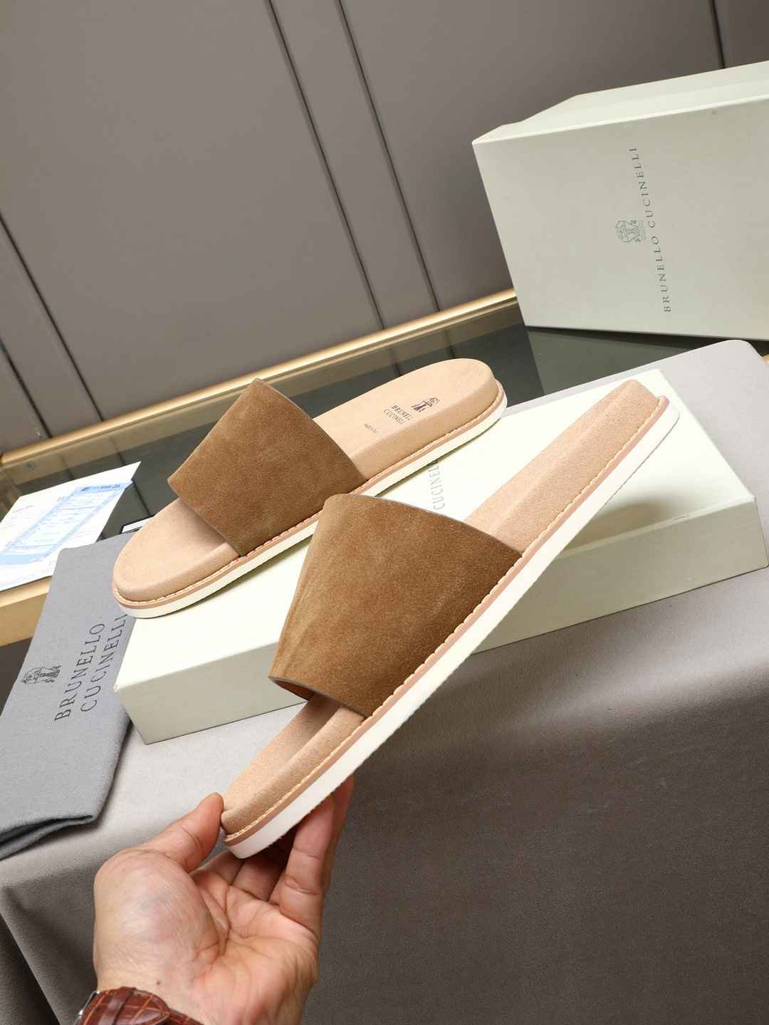 Men’s Sandals & Slides Men’s Brunello Cucinelli Slides Colorway 4 1308180-4